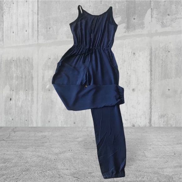 Chaser Pants - New Chaser Women's Navy Blue Relaxed Pull-On Jumpsuit Size M